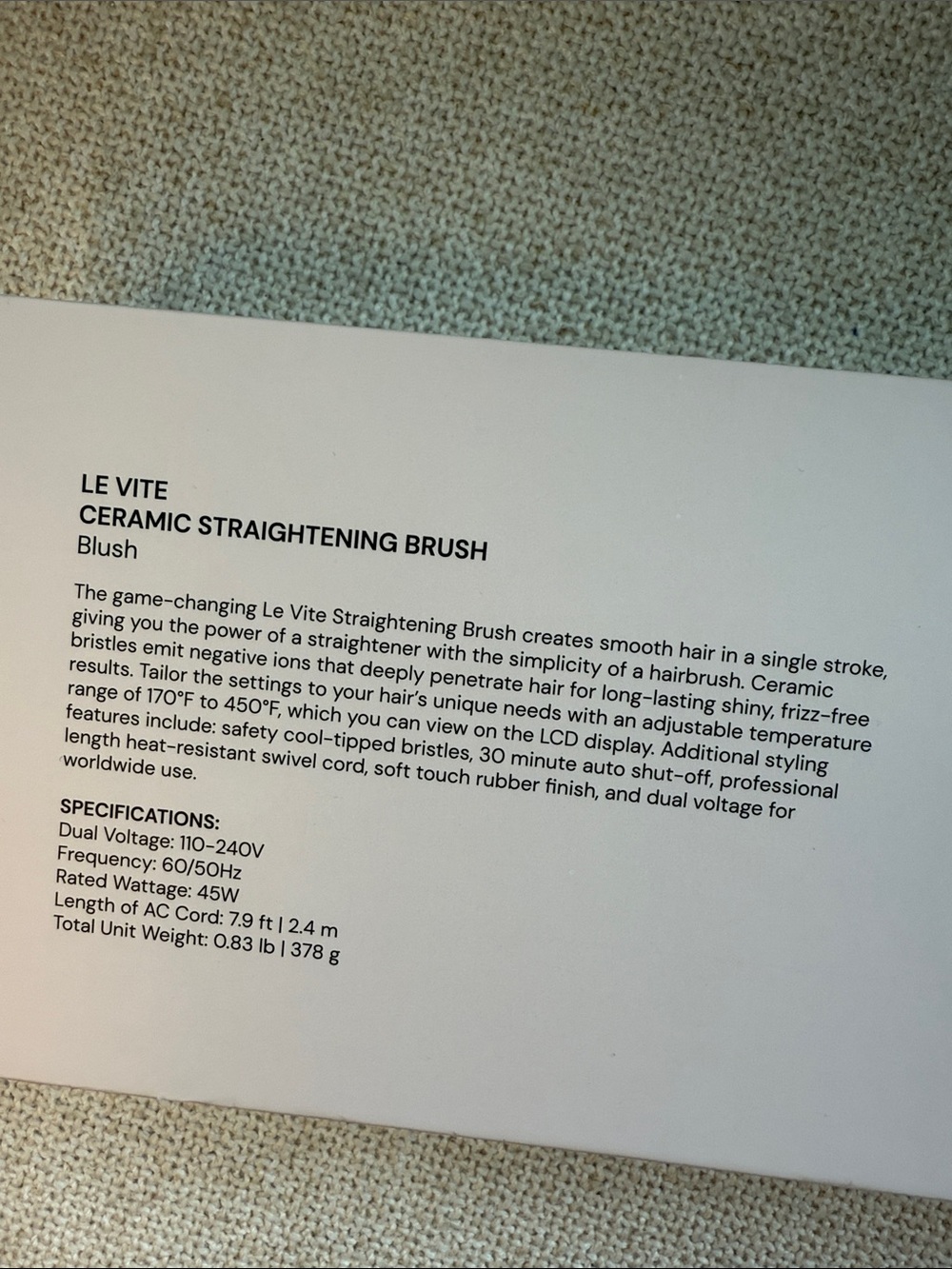 Lange Le Vite Ceramic Straightening Brush - Blush Pink - Picture 6 of 7